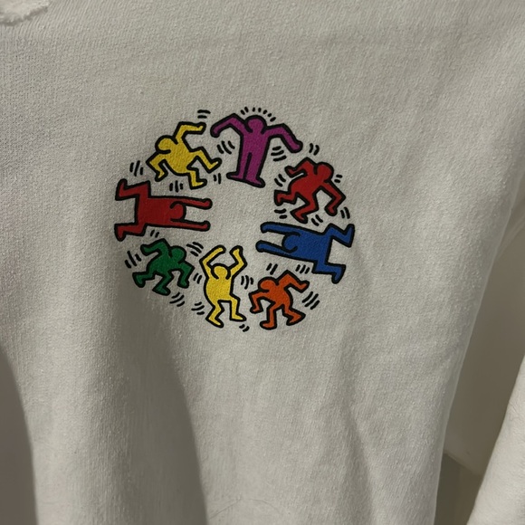 KEITH HARING Unity Circle 2 Graphic Hoodie Sweatshirt White Size Small - Picture 2 of 6